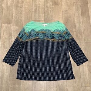 Womens Charter‎ Club Sheer Paisley 3/4 Sleeve Tunic Top Shirt